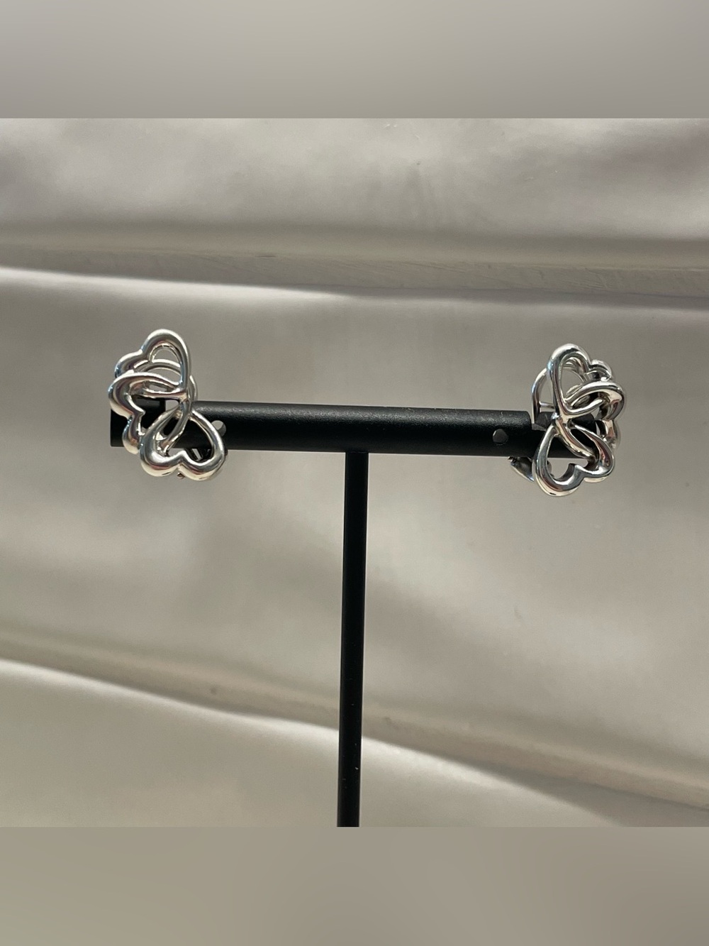 Tiffany & Co. Polished Silver Interlocking Heart Stud Earrings